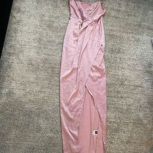 Pink silky long dress